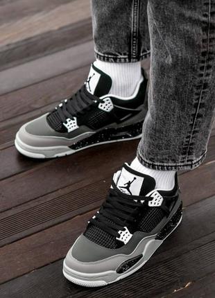 Мужские кроссовки nike air jordan 4 retro se fear black white 41-42-43-44-45-468 фото