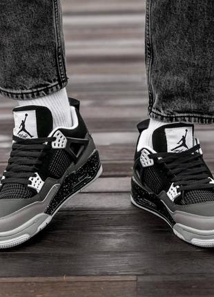 Мужские кроссовки nike air jordan 4 retro se fear black white 41-42-43-44-45-467 фото