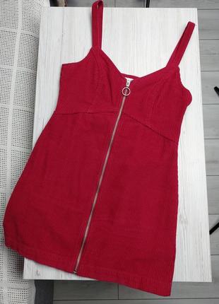 Яскравий вельветовий сарафан topshop в крупний рубчик