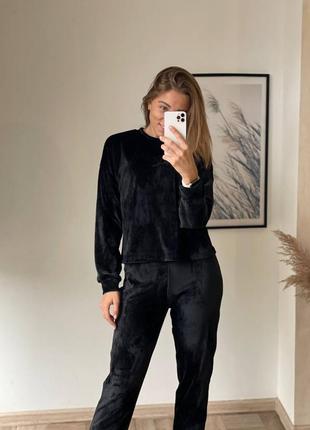 М'яка піжамка плюш кофта та штани, домашній плюшевий костюм, велюровий піжамний комплект