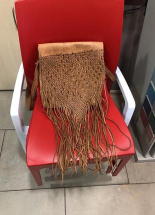 Сумка шкіряна ручна робота в стилі хіпі, бохо, вінтажна кросбоді