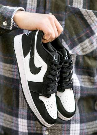 Мужские кроссовки nike air jordan 1 low black white 41-42-43-44