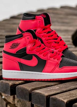 Мужские кроссовки nike air jordan 1 high black red 40-41-42-43-44