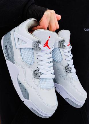 Мужские кроссовки nike air jordan 4 retro white grey 40-41-42-43-44-45