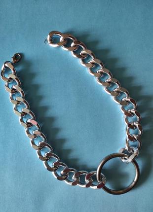 Металлическая, стильная, крупная цепь-колье, чокер. бижутерия.