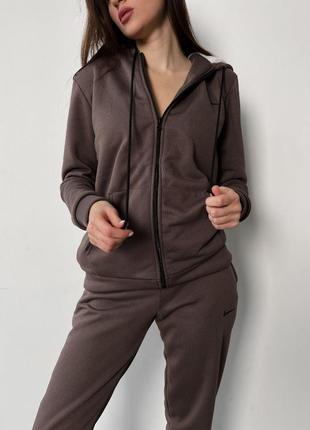 Жіночий спортивний костюм теплий 42-44/ 46-48/50-52 xs, s, m, l, xl, 2xl, 3xl тканина тринитка мокко. костюм спортивный женский цвет моко