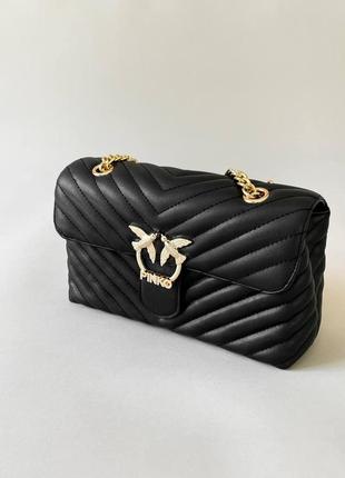 Сумочка пінко pinko lady love bag puff v quilt black gold