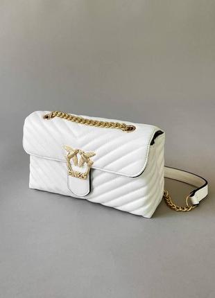 Сумочка пінко pinko lady love bag puff v quilt white gold