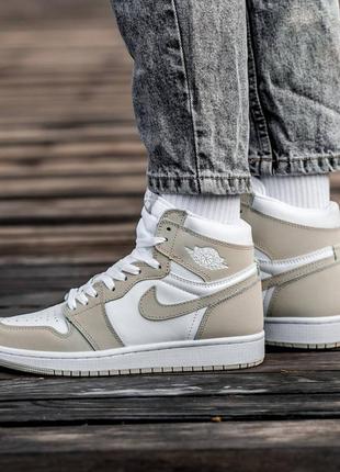 Мужские кроссовки nike air jordan 1 high white beige 40-41-42-45