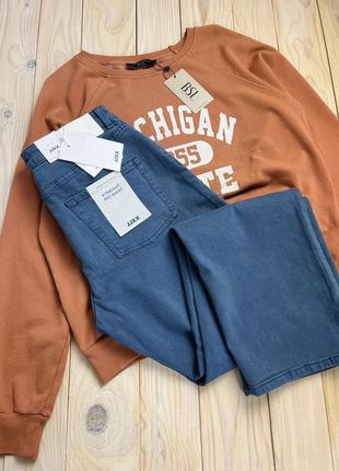 💙💛синие качественные плотные хлопковые прямые джинсы мом jack & jones