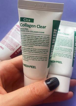 Мініатюра очищуючої пінки для чутливої ​​шкіри medi-peel green cica collagen clear 28 мл2 фото