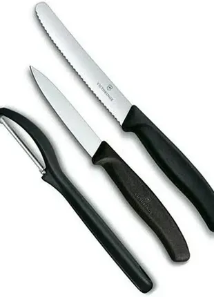Набір кухонних ножів victorinox swiss 3 предмети чорний 6.7113.31