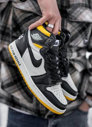 Мужские кроссовки nike air jordan 1 high black white yellow 41-42-44-45