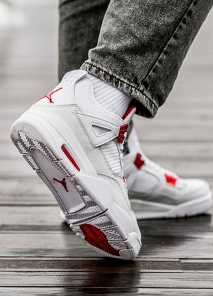 Мужские кроссовки nike air jordan 4 retro white metallic red 40-41-42-43-44-456 фото