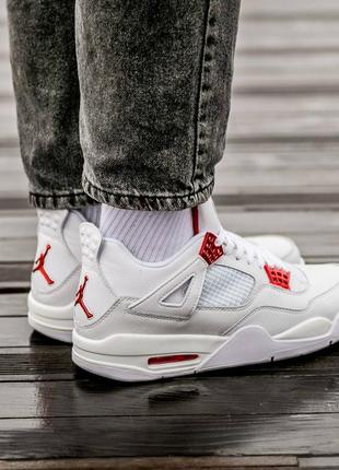 Мужские кроссовки nike air jordan 4 retro white metallic red 40-41-42-43-44-457 фото