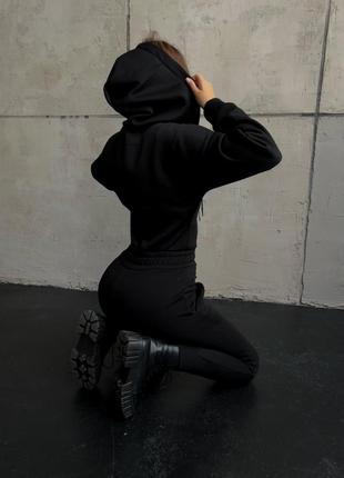 Комбінезон жіночий молодіжний теплий демісезонний прогулянковий в спортивному стилі з застібкою чорний xs, s, m, l, xl3 фото