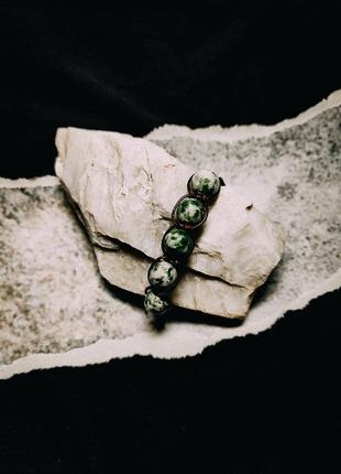 Агатовий зелений браслет з натурального каменю моховий агат7 фото