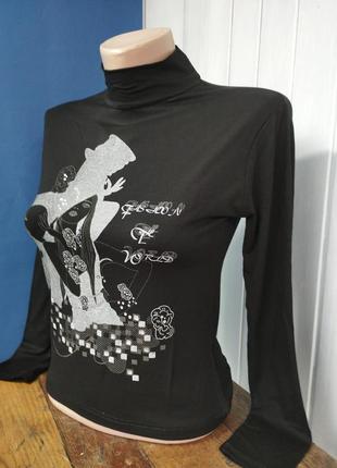 Гольф с принтом женская черная водолазка с рисунком3 фото