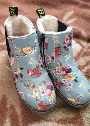 Детские челси ботинки с цветочным принтом, 33р9 фото