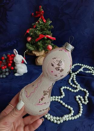 Якутка 🎄❣ елочная новогодняя игрушка советская огромная кремлевская стекло эмали ручная роспись чукча