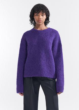 Люксовый шерстяной свитер filippa k оригинал, шикарный женский фиолетовый свитер оверсайз6 фото