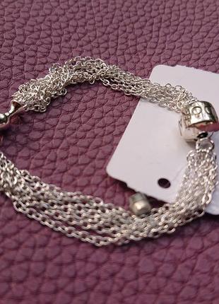 Серебрянный браслет цепи на одну шарм клипсу серебро 925 pandora5 фото