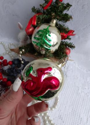Белочка на елке❄🌲🐿 елочные новогодние игрушки шары выпуклое изображение эмали белка...