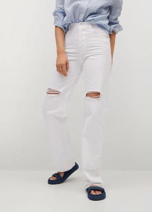 Штани, джинси, джинсы с рваностями, высокая талия білі джинси4 фото