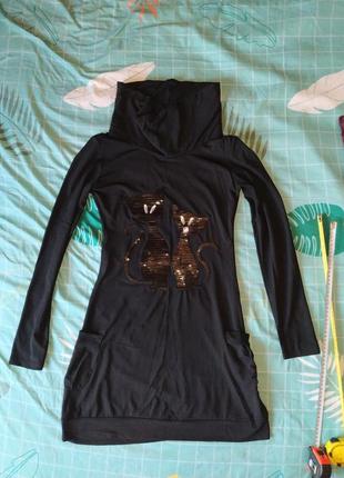 Плаття туніка чорні коти1 фото