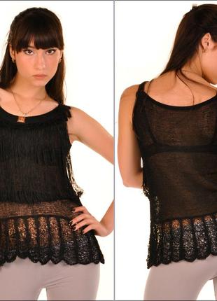 Чорний трикотажний топ