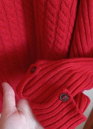 Стильный оверсайз красный свитер с косами бренда tu7 фото