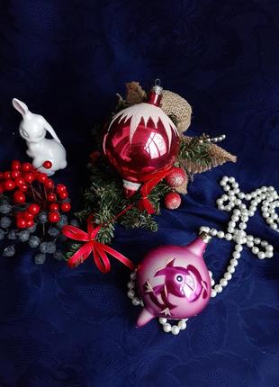 Шары капельки ☃️🎄🐇 стекло анодировання эмаль винтаж советские утенок снег пара3 фото