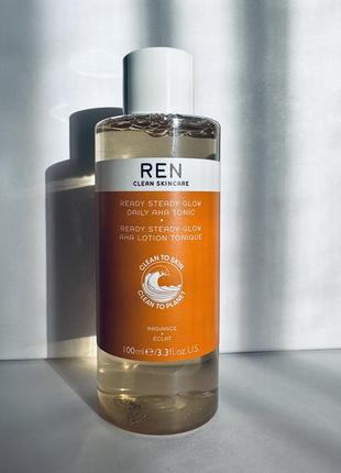 Кислотный тонер для лица ren clean skincare ready steady glow daily aha toner