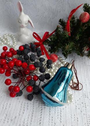 Колокольчик 🍬🎄🔔 елочная новогодняя игрушка стекло эмали советская винтаж
