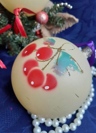 Вишенка🎄🍒❄ шар стекло винтаж крупный вишни эмали стекло винтаж редкость