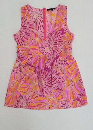 Шовкова блуза, шовк 💯, яркая, летняя, удлиненная, от hallhuber, беби дол