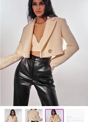 Твидовый кроп жакет