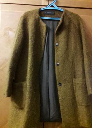 Брендовое стильное пальто р.s от zara, мохер + вискоза + шерсть9 фото