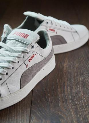 Мужские кожаные белые кеды puma, чоловічі шкіряні білі кеди8 фото