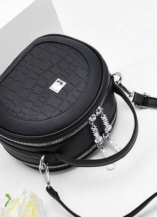 Сумка женская круглая маленькая, мини сумочка для девушки черный5 фото