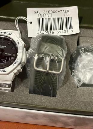 Casio g-shock gae-2100gc-7aer чоловічий наручний годинник оригінал камуфляж білий хакі 2 в 12 фото