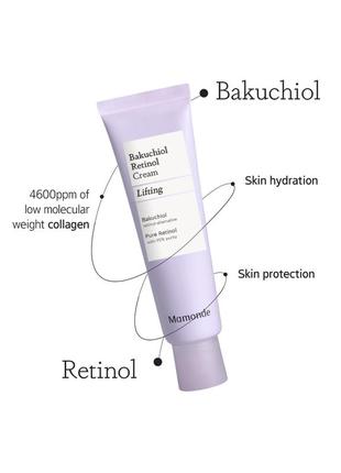 Відновлюючий ліфтинг-крем mamonde bakuchiol retinol cream, 30 мл4 фото