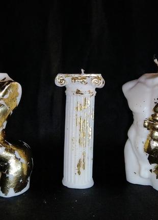 Соевые свечи тела поталь ручной работы формовые торс декоративные адам и ева с золотим декором6 фото