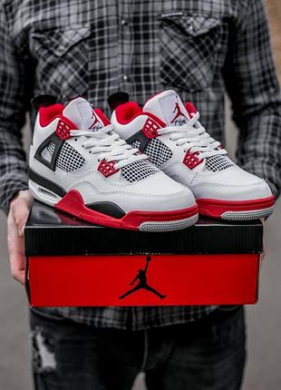 Мужские кроссовки nike air jordan 4 retro white red 43-44-45