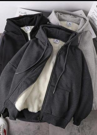 Женская теплая кофта мех (42-44, 46-48, 50-52 батал) серый, черный, хаки s-m, l-xl, 2xl-3xl4 фото