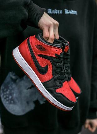 Женские кроссовки nike air jordan 1 high red black 36-37-38-39