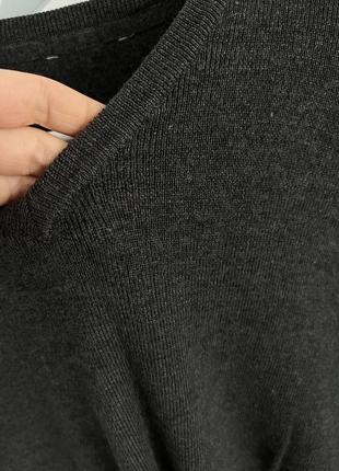 Джемпер серый. вязаный свитер тонкий. кофта вязаная тонкая однотонная. пуловер с v вырезом2 фото