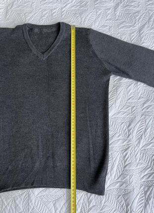 Джемпер серый. вязаный свитер тонкий. кофта вязаная тонкая однотонная. пуловер с v вырезом5 фото