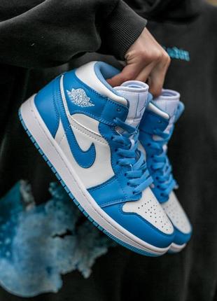 Женские кроссовки nike air jordan 1 high blue white 36-37-38-39