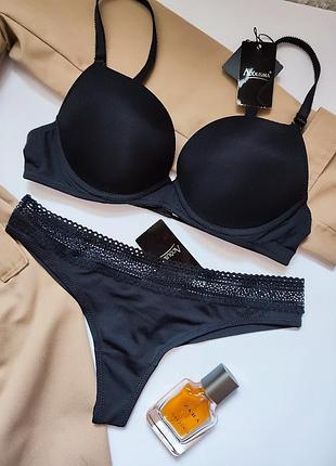 Базовый комплект белья acousma push up черный в/с